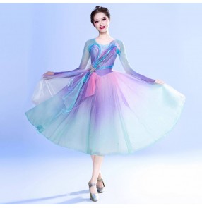 Women's Modern Contemporary dance dress oriental purple butterfly performance ballet tutu